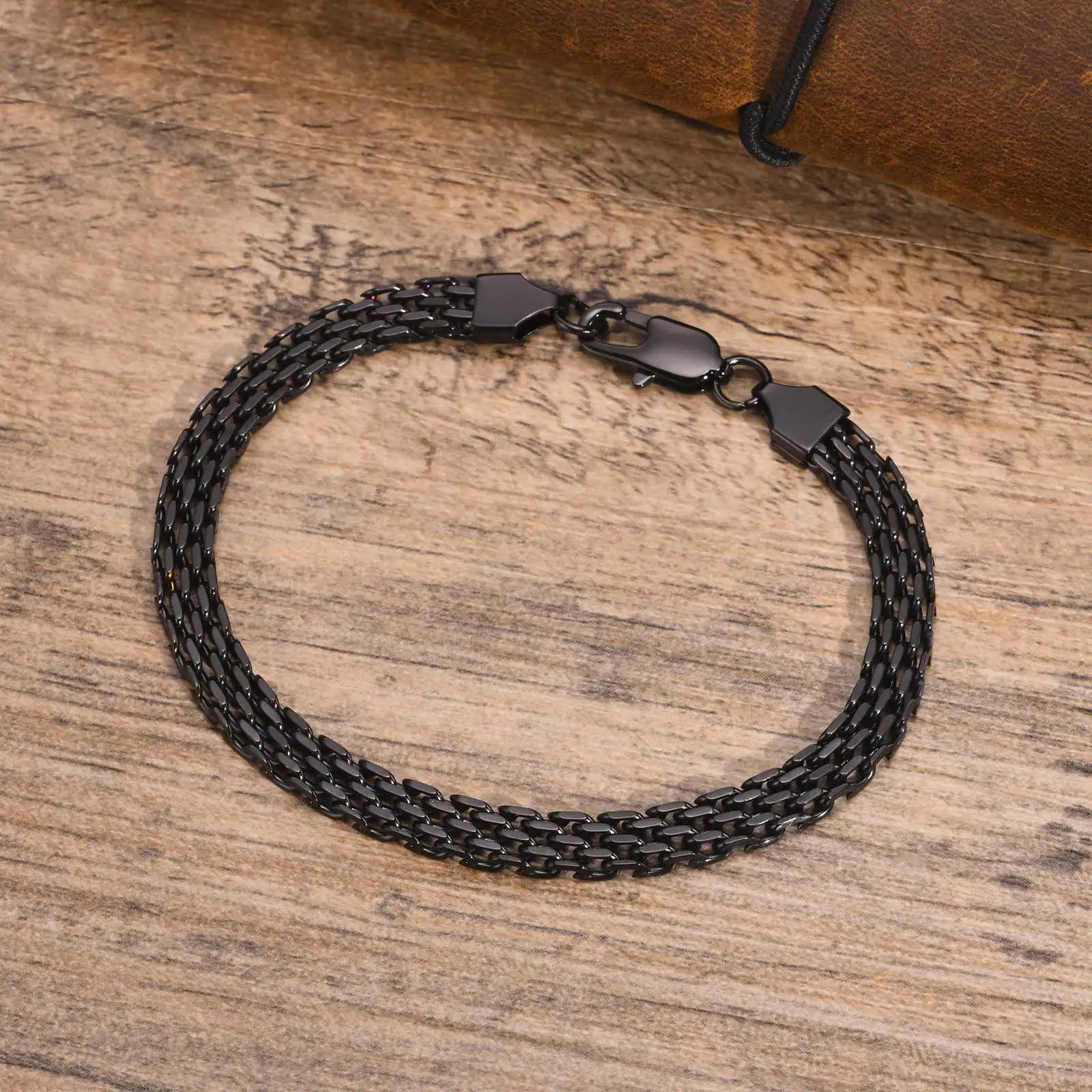 

Mprainbow Mesh Chain Bracelets for Men Boys,Black Color Stainless Steel Links Wristband,Valentines Gift For Men, Male Jewelry