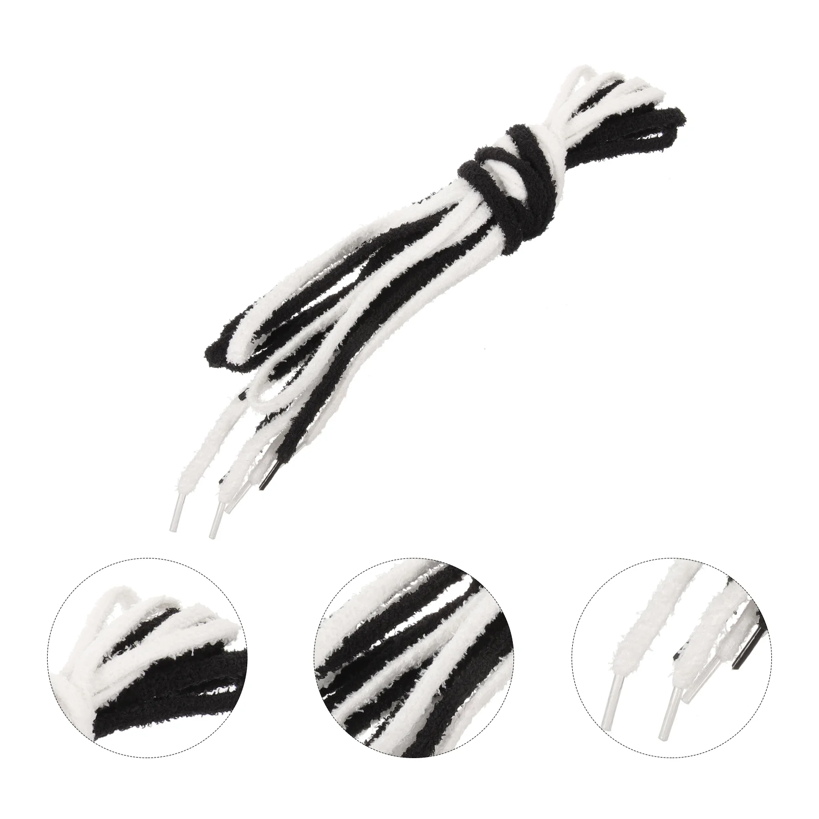 

2 Pairs Replacement Shoelaces Plush White Wide Accessories Flat High Density Shoestring