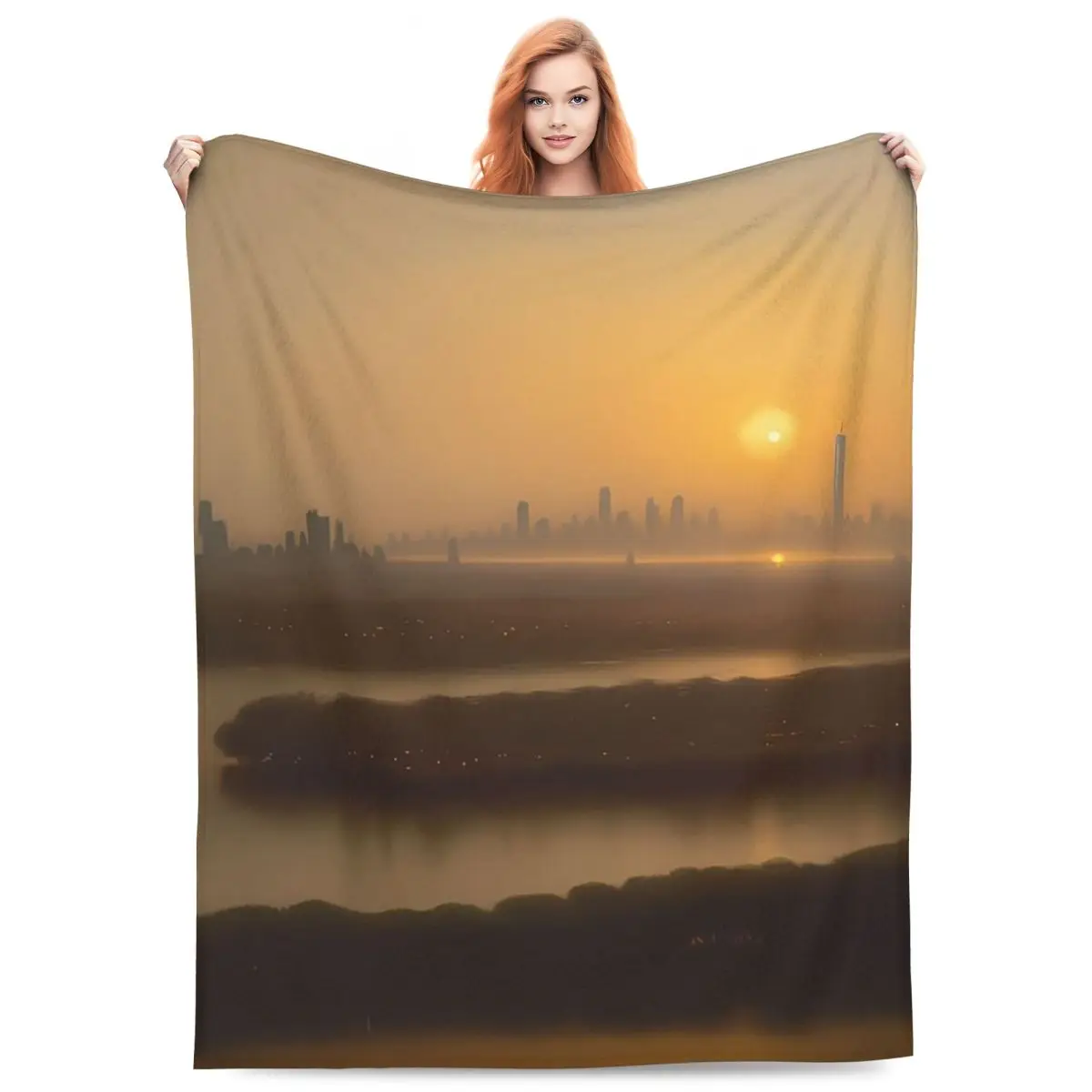 Landscape Blankets Flannel Sofa Throw Blanket Warm for Home Bedroom Travel Throws Bedspread Quilt