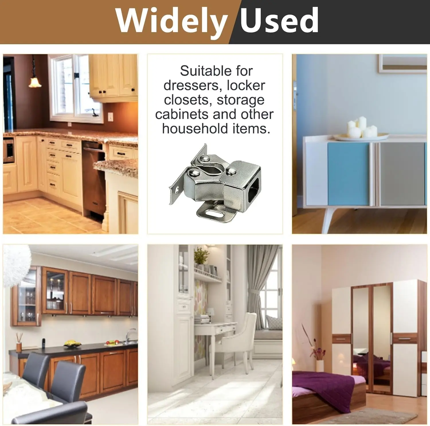 더블 롤러 강력한 홀드 찬장 캐비닛 문짝 캐치, 가정용 가구용 캐비닛 문짝 래치