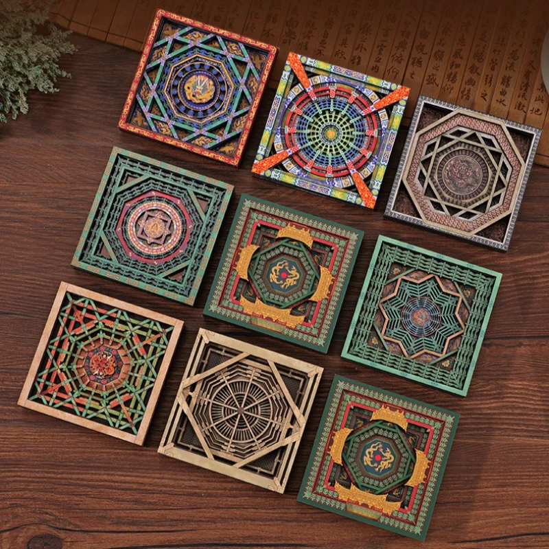 Ancient Ten Caisson Series Five Layer Wooden Fridge Magnet Souvenir Travel Magnetic Sticker Cultural Creative Gift