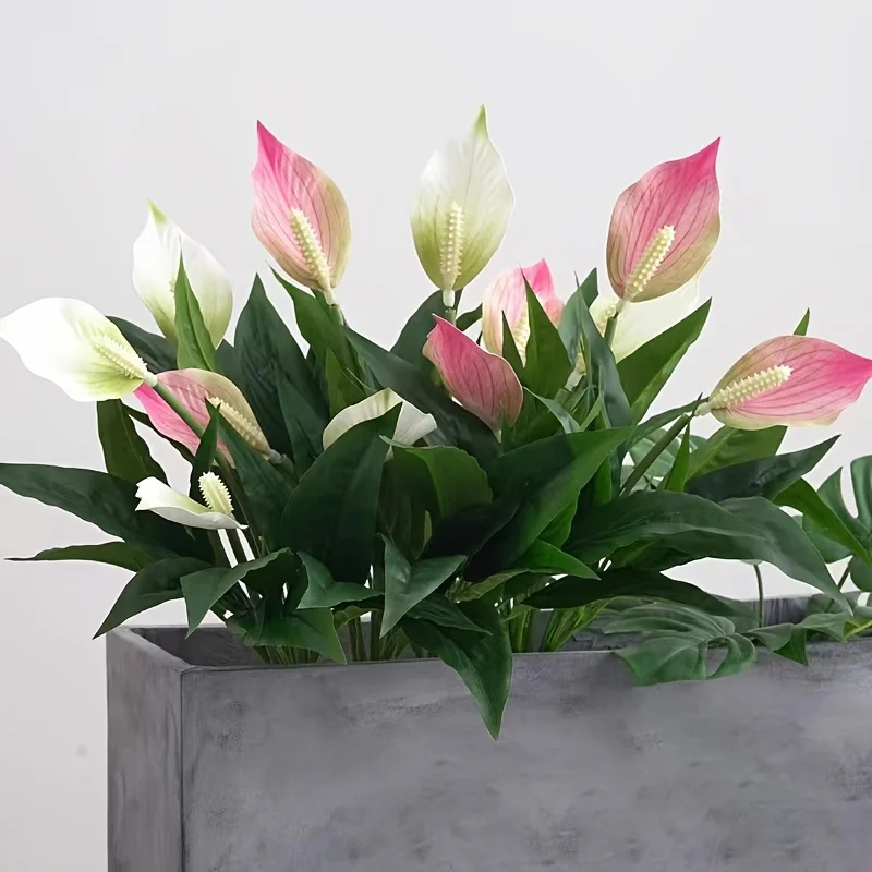 

1/2Pcs Realistic Artificial Anthurium Flower Tropical Green Floral Plants for Home Decor Centerpiece Dining Table Bouquet