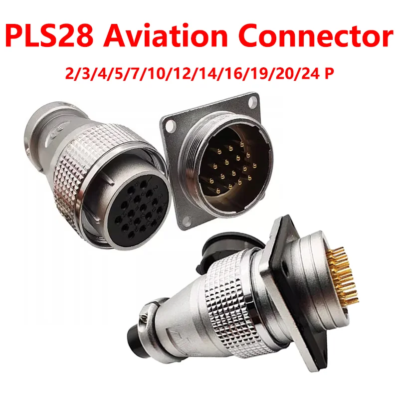 

1/5Set P28 Aviation Square Plug Socket 2/3/4/5/7/10/12/14/16/19/20/24 Pin Circular Butt Joint P28K2Q PLS28 Male Female Connector