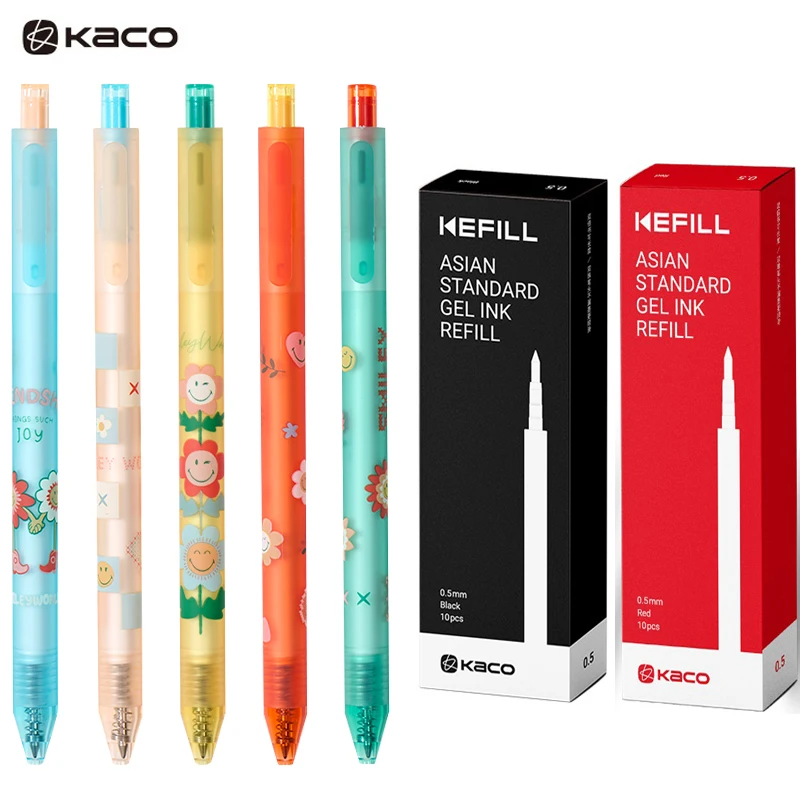 

KACO x SMILEYWORLD Gel Pen Set,Assorted Colors Cute Aesthetic Click Pen 0.5mm Black Quick-Dry Perfect for Study Office Supplies