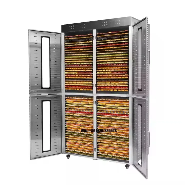 Deshidratador de Alimentos Comercial de 96 Bandejas y 4 Compartimentos, Secador Industrial de Carne Seca con Motor para Secar Frutas y Verduras