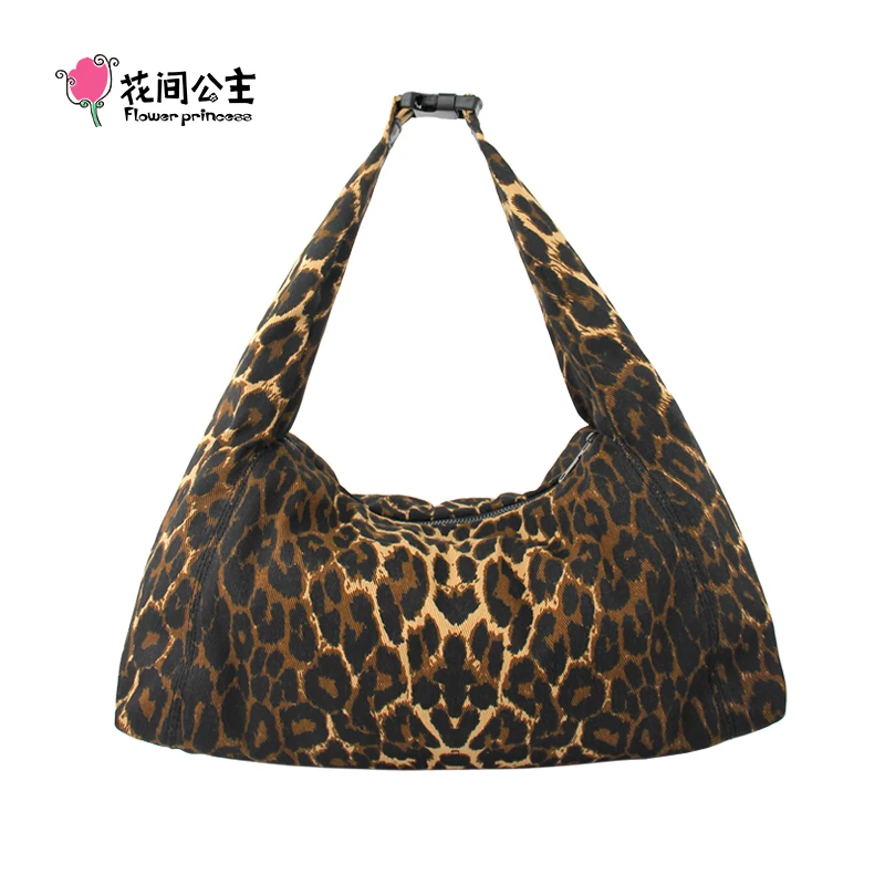 Flower Princess Night Walk Leopard Pattern Women\'s Bag Autumn/Winter New Product Hobo Underarm Crossbody Bag Fashion Trend Bag