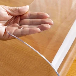 1.5mm Clear Desk Mat Waterproof Plastic Table Cover Protector Crystal Vinyl Tablecloth Clear Desk Pad Protector Easy to Clear