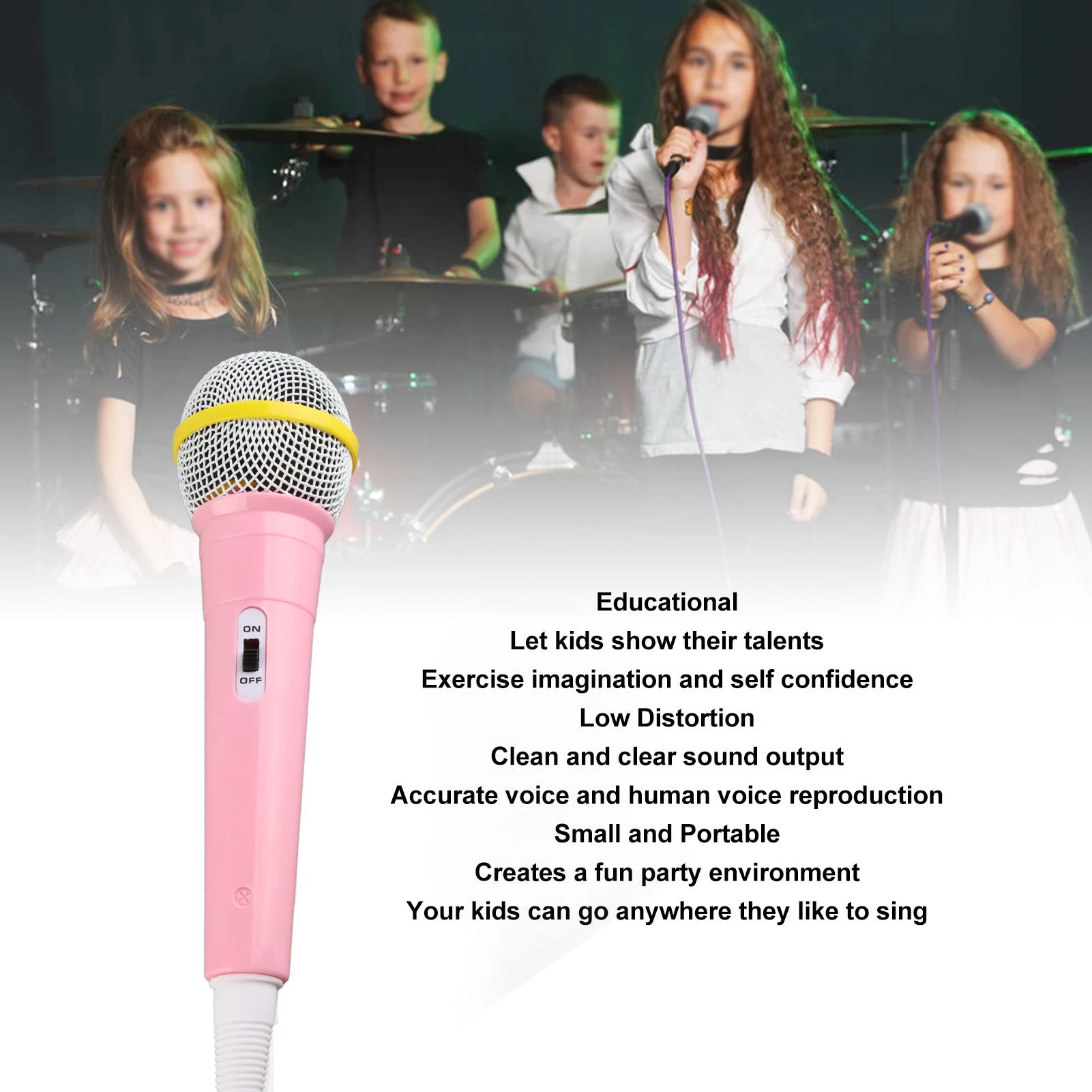 Kids Wired Microphone Family 3.5mm Plug Plastic Low Distortion Portable Child Singing Mic for Musical Instrument for Party
