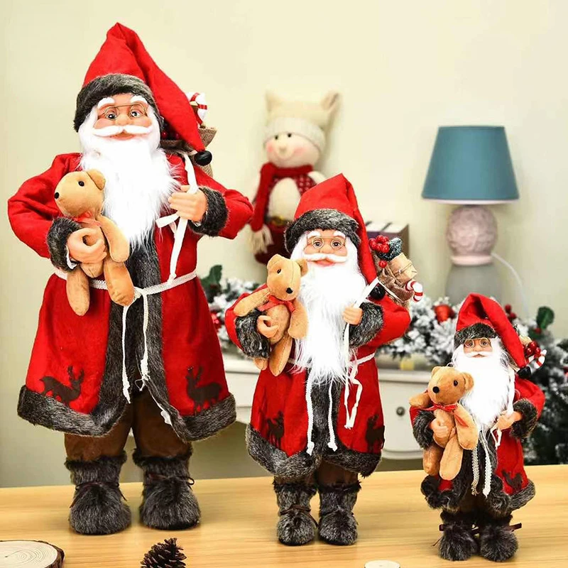 30/45Cm Big Santa Xmas lalki świąteczne stojące boże narodzenie figurka dekoracja świąteczna układ wystrój okna zabawki dla dzieci 2023 nowy rok