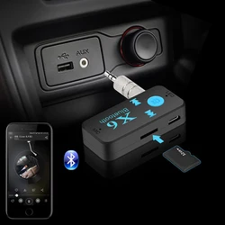 X6 Wireless Bluetooth-compatible Receiver Transmitter Handsfree Adapter 3.5mm Jack for MP3 Car Music Audio A2DP Support TF Card