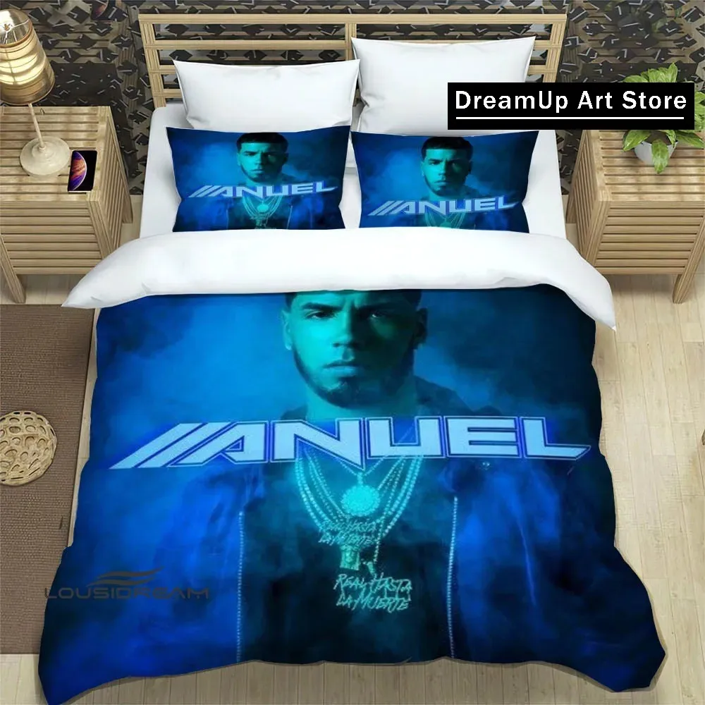 3D Print Fashion Rapper Anuel AA Bedding Set Boys Girls Twin Queen King Size Duvet Cover Pillowcase Bed boys Adult Bedroom