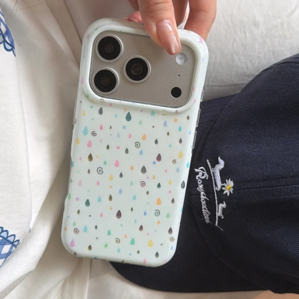 

Colorful Foil Raindrop Butterfly iPhone 17ProMax Case Shockproof Full Cover for Women 15Pro 16Pro