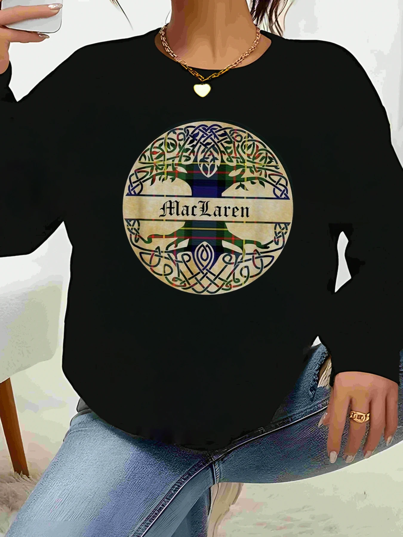 سويت شيرت مطبوع عليه شجرة سلتيك ماكلارين لعيد القديس باتريك ملابس كاجوال للسيدات