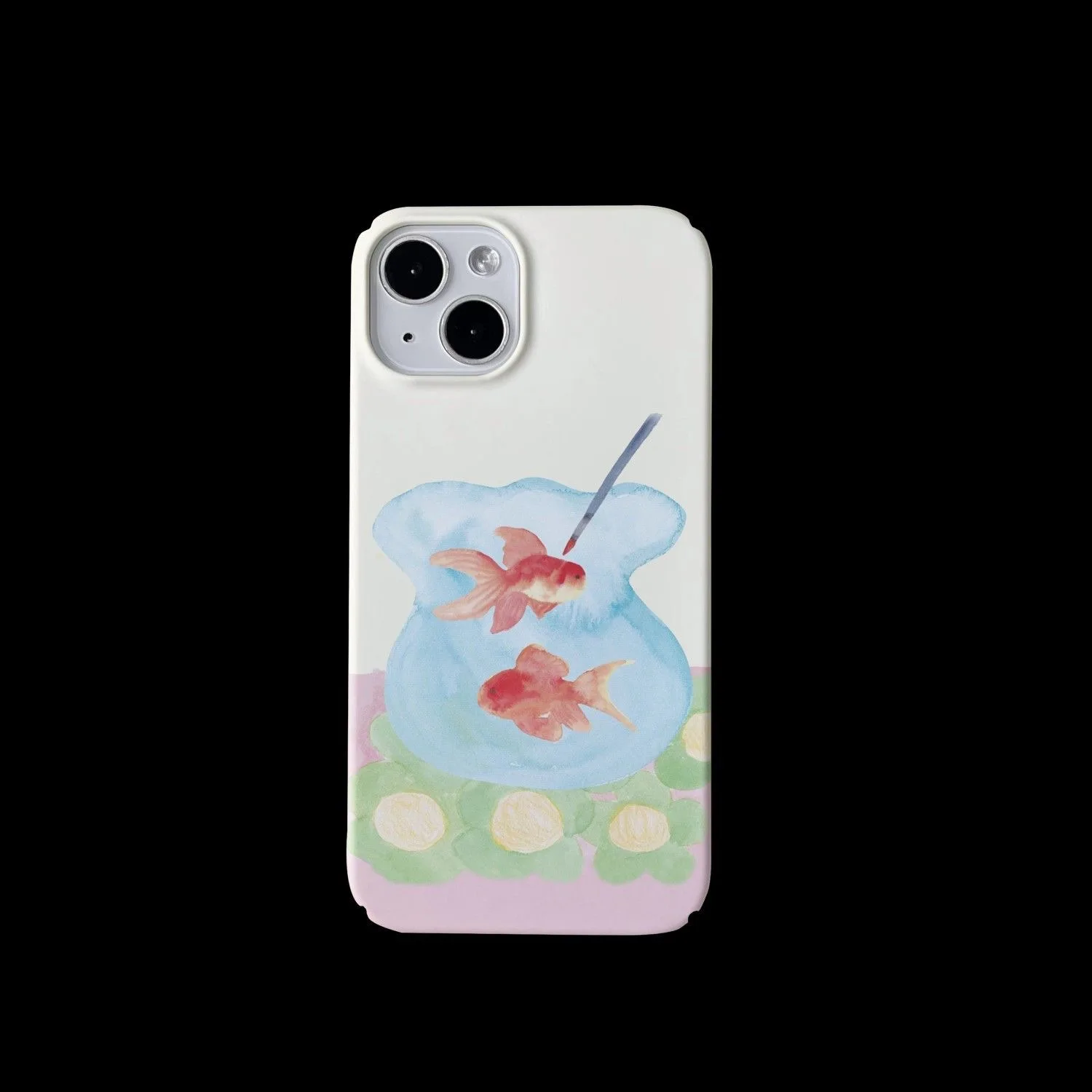 حافظة هاتف فنية مرسومة يدويًا على شكل سمكة ذهبية لطيفة واقية لهاتف آيفون 16 15 14 11 12 13 Pro Max Plus غطاء خلفي