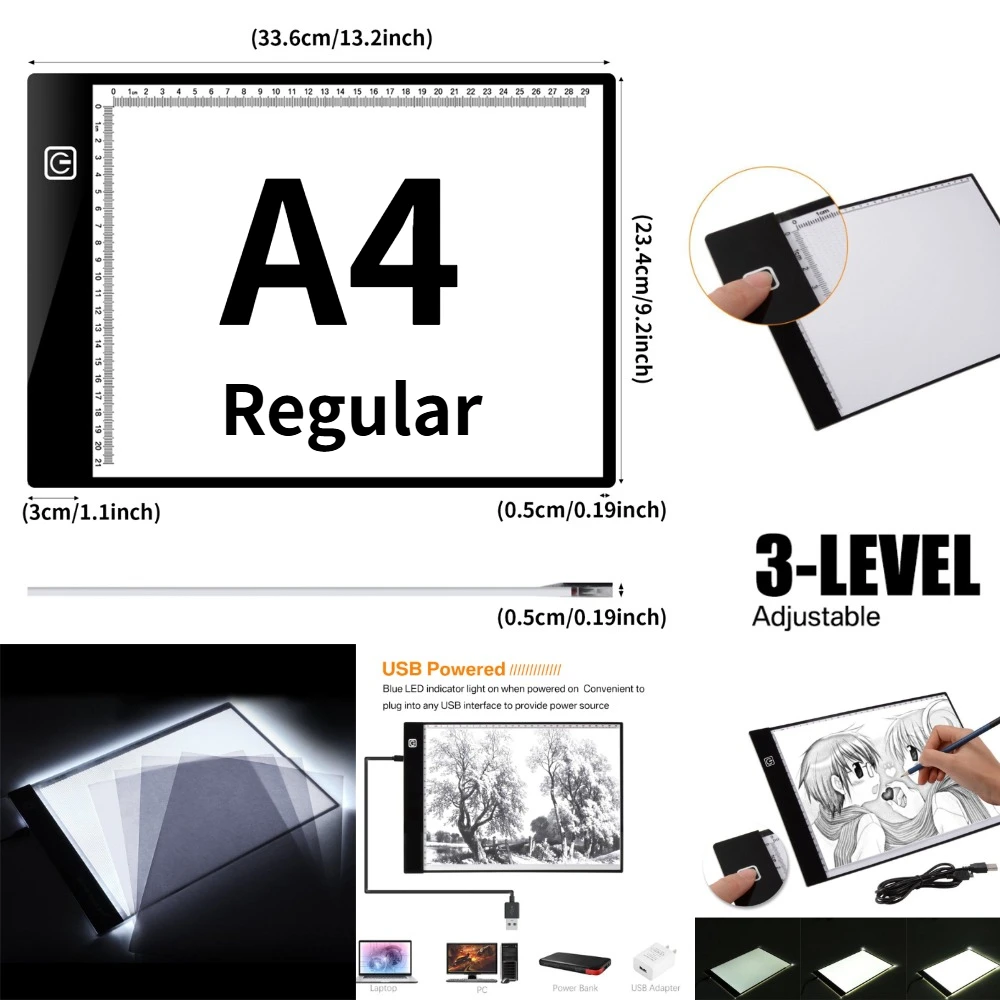 Led Drawing Copy Pad Table Animation Painting Educational Toys 3 Level Dimmable Board Gift Adjustable Light Notepad For Children