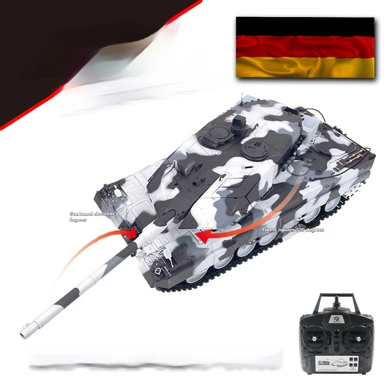 Henglongku soldado 3889 leopardo alemão 2a6 tanque elétrico com controle remoto tubo de arma telescópica modelo militar brinquedo simulação