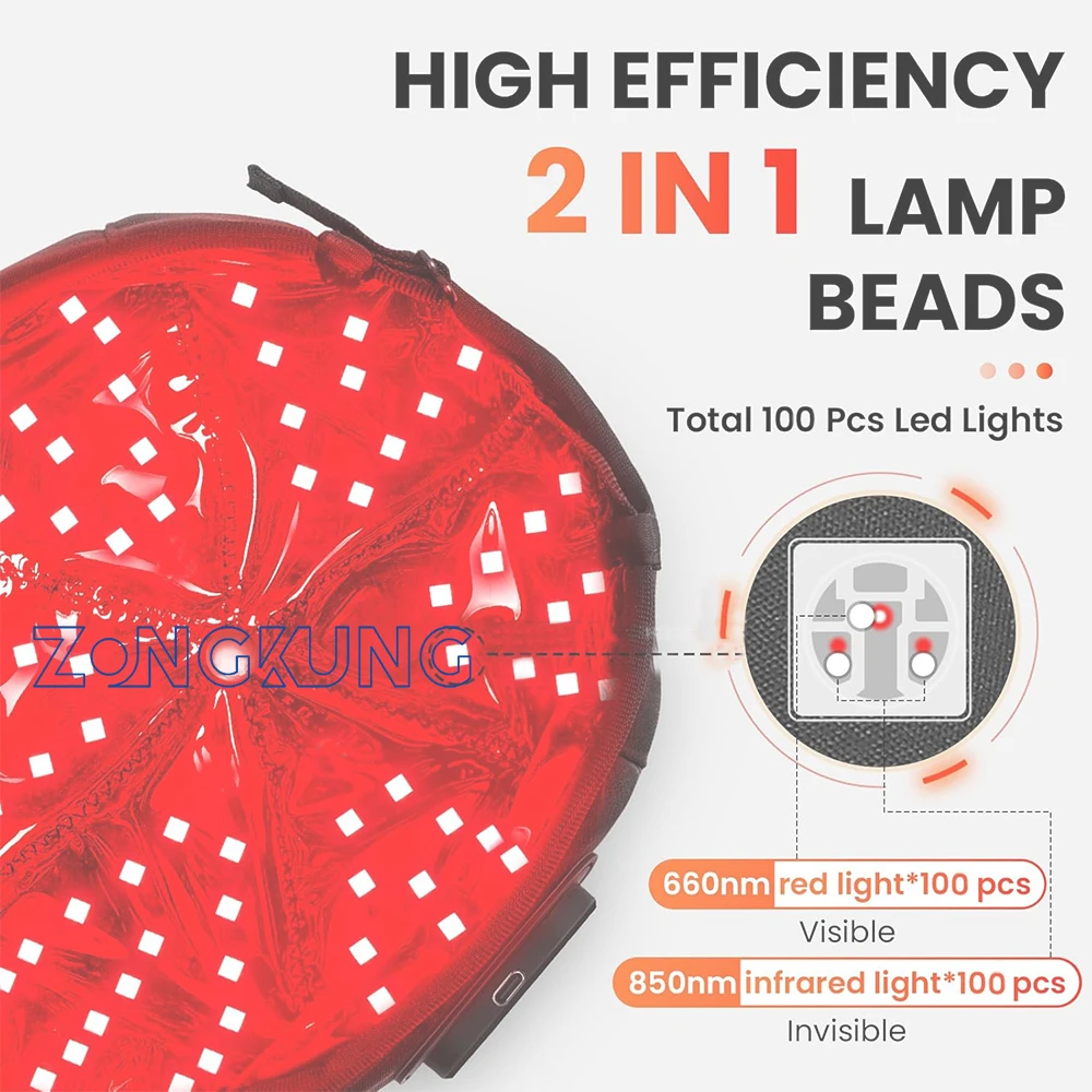 Red Light 650nm+850nm Infrared Hair Growth Cap Anti Hair Loss Restore Hair Thickness Hairs Regrowth Care