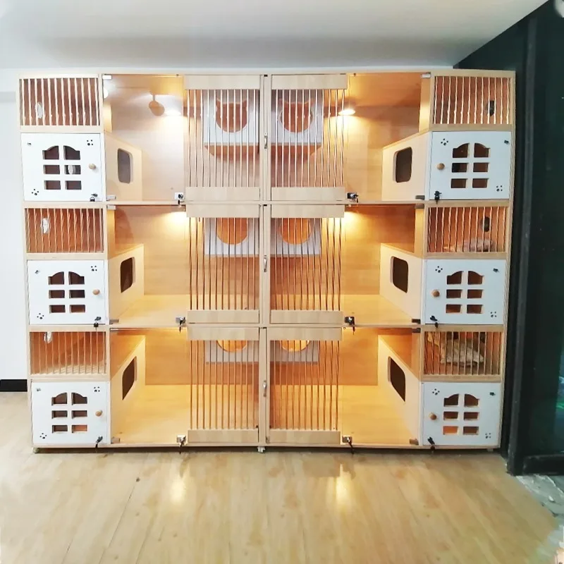 

Настраиваемая современная роскошная вилла-коттедж из массива дерева для кошек с большой стеклянной дверью, многофункциональная витрина и вилла для содержания на зиму