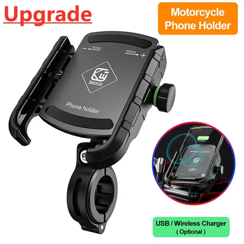 Motorcycle Phone Holder Moto Motorbike Mirror Mobile Handlebar Stand Support USB Charger Fast Wireless Charging Cellphone Mount