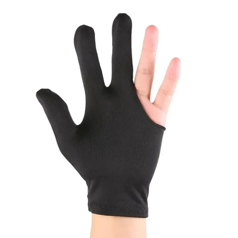 Guantes de billar para hombre y mujer, universales, transpirables, antideslizantes, elásticos, de tres dedos, para piscina, antideslizantes