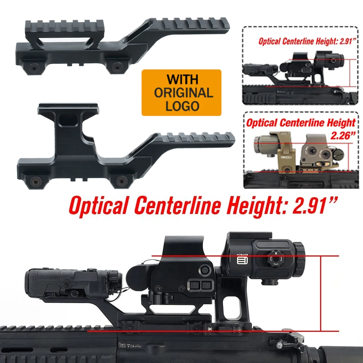 UNITY Tactical Hyd Riser Mount Cantilever Rifle Scope Sight 2.91 inch Riser Fast For Eotech 558 T01 T02 AR15 20mm Rail Metal