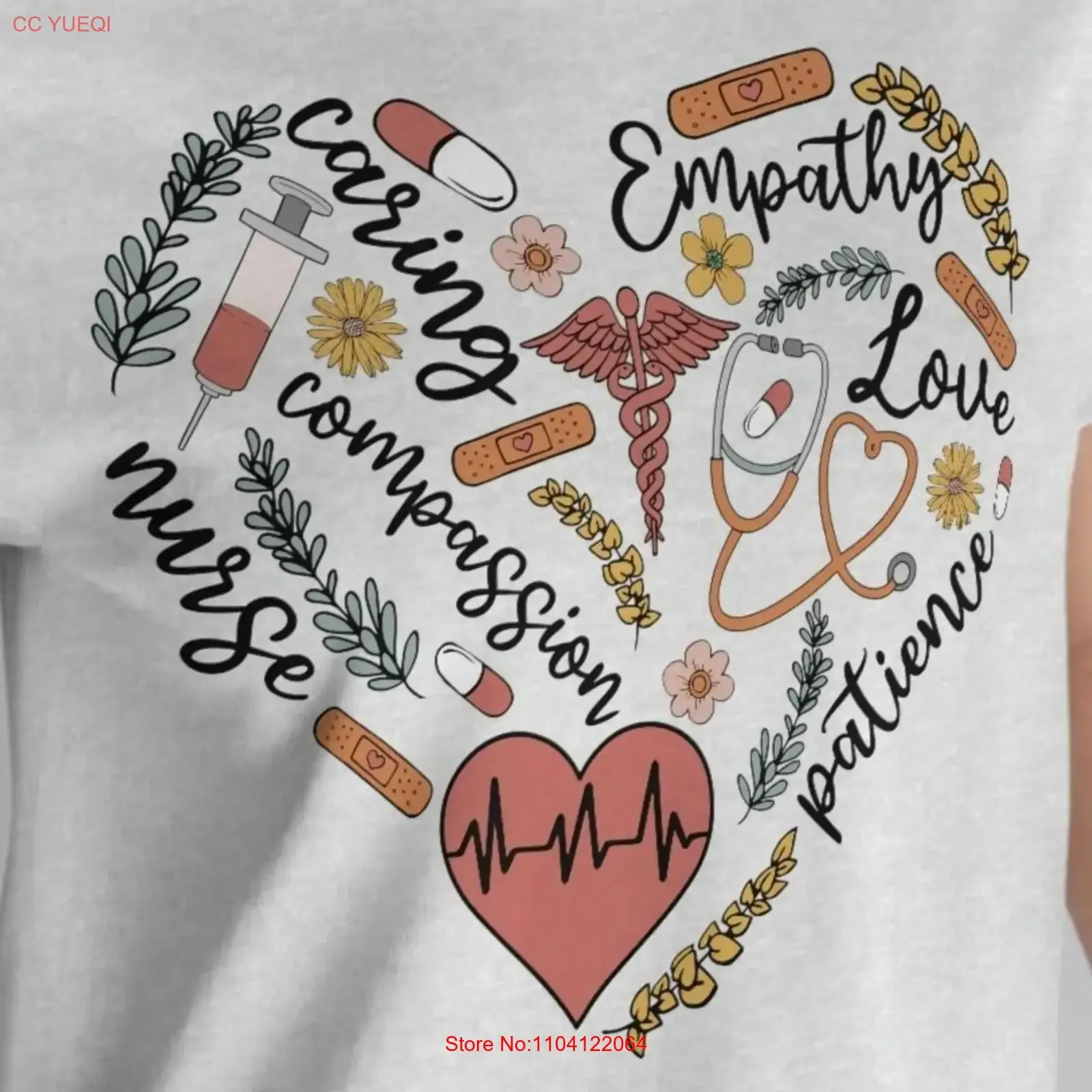 Caring compassion emathy infirmière patience t-shirt doux cadeau pour chemise mignonne son T vintage lavé mode décontractée graphique étiré