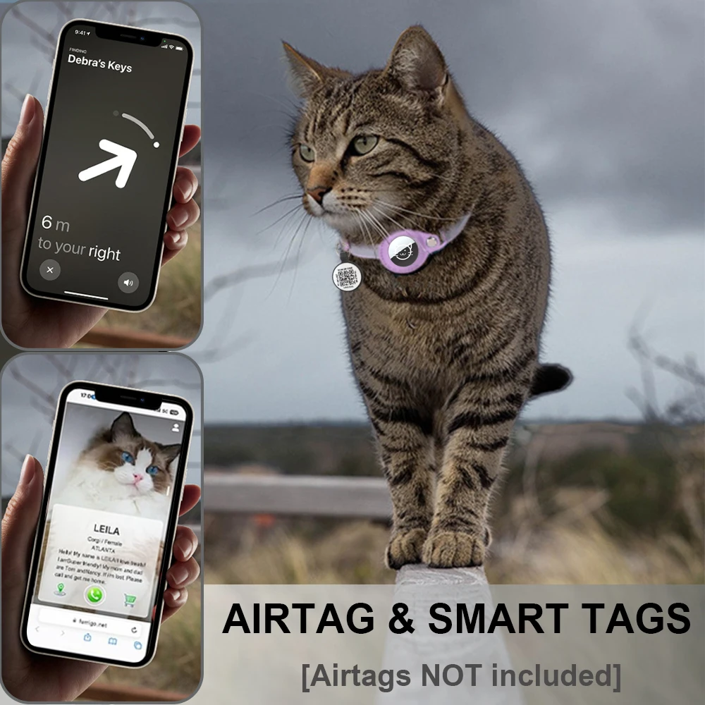 Compatibile con Apple Airtag collare per animali domestici con QR Smart Tag, per accessori per cuccioli di gatto collari riflettenti per gattini in