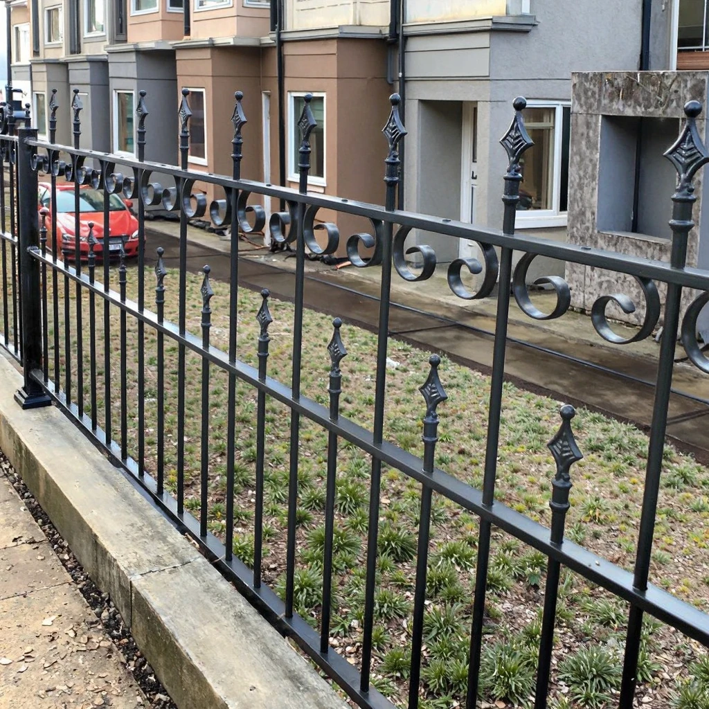 Small Powder Coated Iron Front Yard Gates and Fence Elegant Outdoor Design