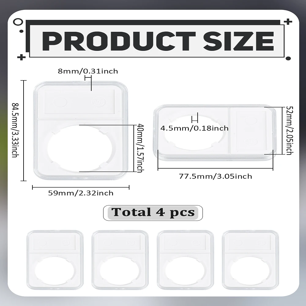 4Pcs Plastic Storage Box Rectangle Jewelry Storage White Small Item Holder for Jewelry Currency Bills Collectors Supplies