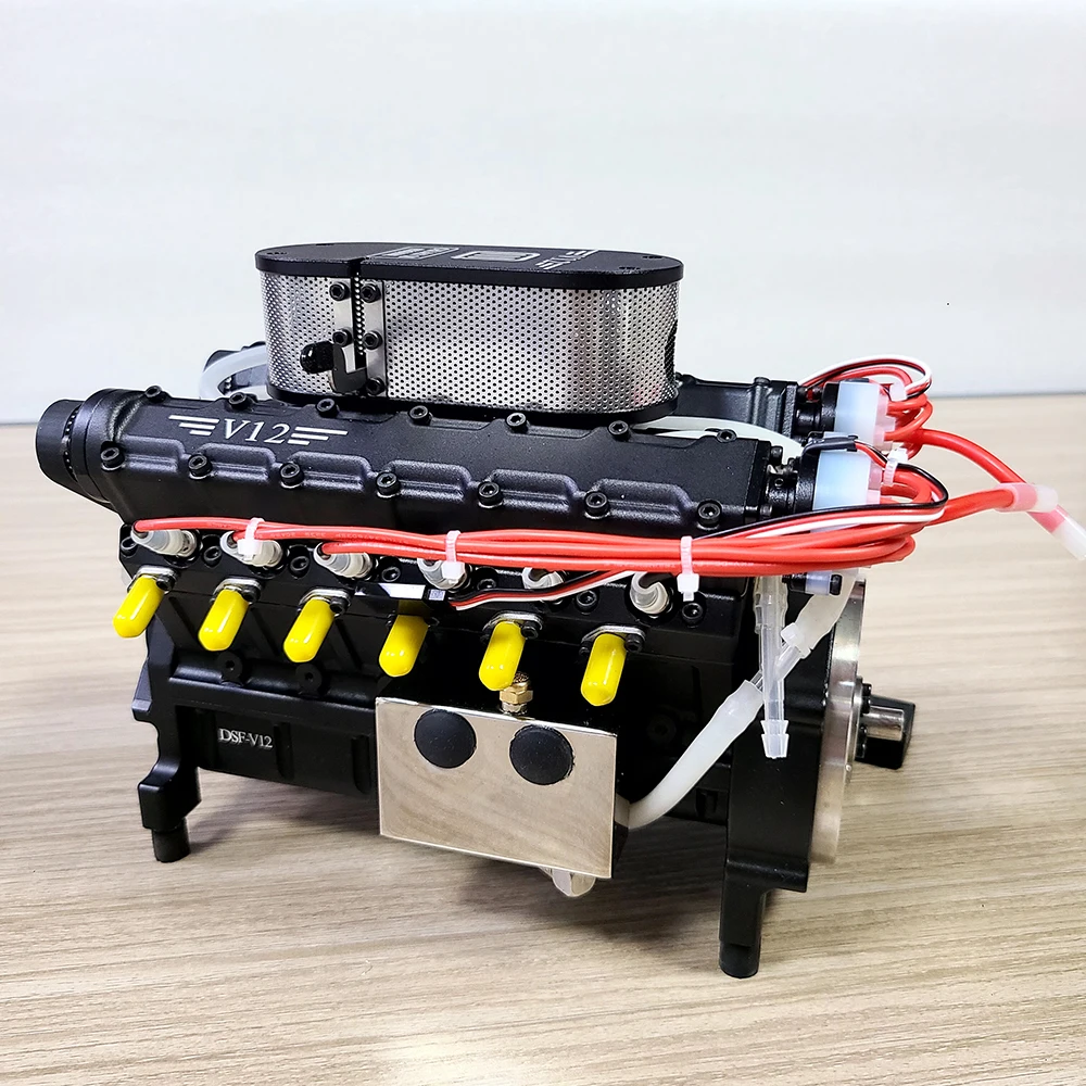 R-V12 Micro Methanol Engine Gasoline Model 49.89cc V12 Internal Combustion Engine Suitable for Modified RC Car Model Toy Gift