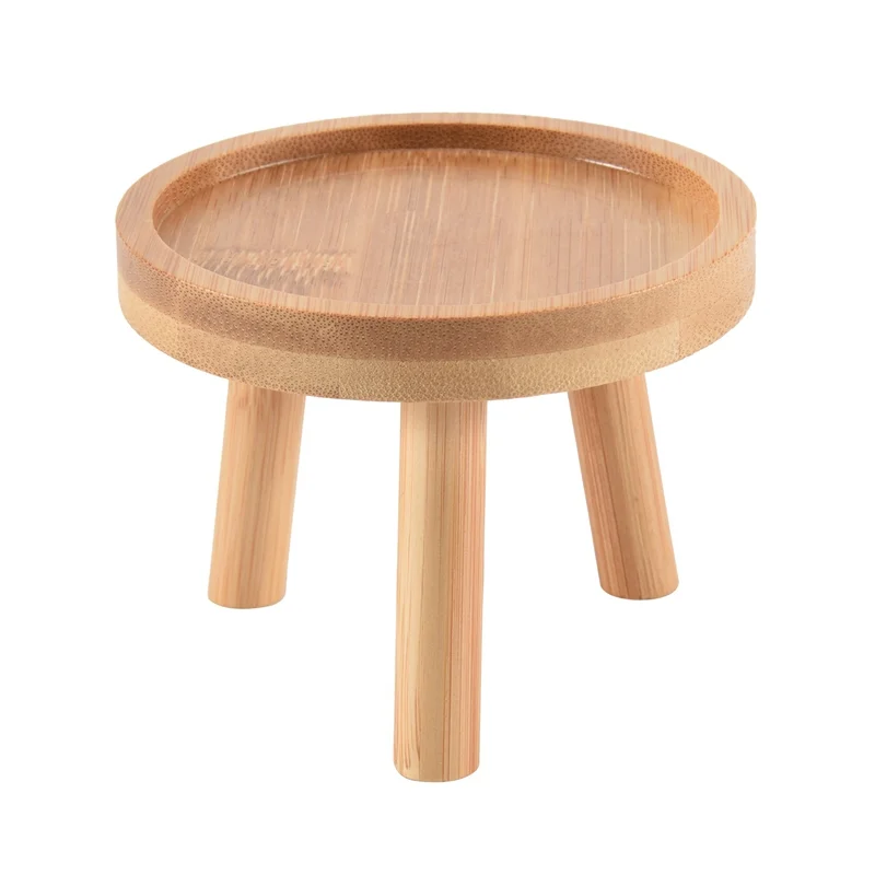 

2025 Trend Wooden Plant Stand Flower Pot Base Holder Stool High Stool Balcony Succulent Round Flower Shelf For Indoor Outdoor