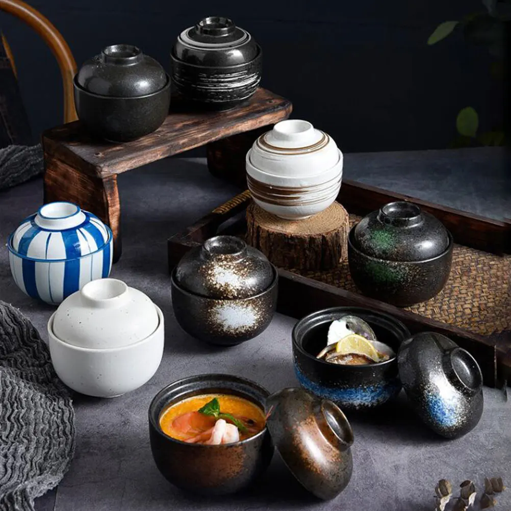 Bowl Pot Soup Bowls Ceramic Stew Cup Egg Japanese Steaming Serving Porcelain Small Custard Dessert Onion Cuisine Chawanmushi