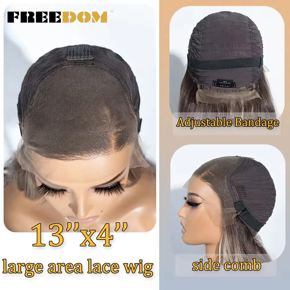 FREEDOM 13x4 Synthetic Lace Front Wigs For Women 28 Inch Long Straight Ombre Brown Blonde Highlight Cosplay Wigs Heat Resistant