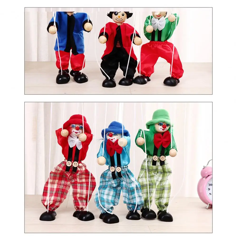 Wooden Puppet Toy Pirate Marionette Clown Puppet Toy for Kids Wooden Pull Rope Doll for Boys Girls Birthday Christmas Gifts