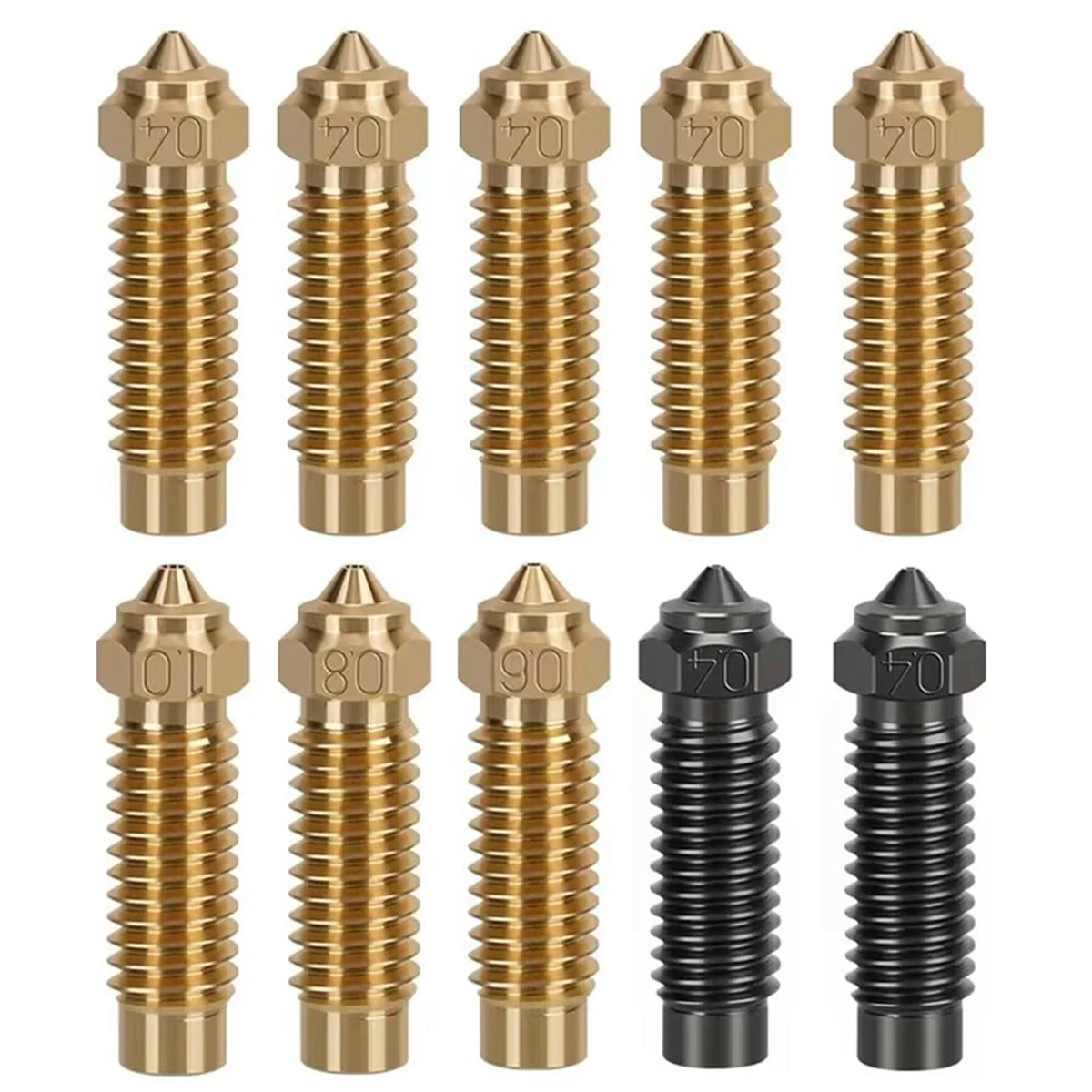 3D Printer Extruder Hotend Nozzle Kit-8pcs Brass Nozzles, 2pcs Hardened Steel Nozzles, for Elegoo Neptune 4 Plus/4 Max