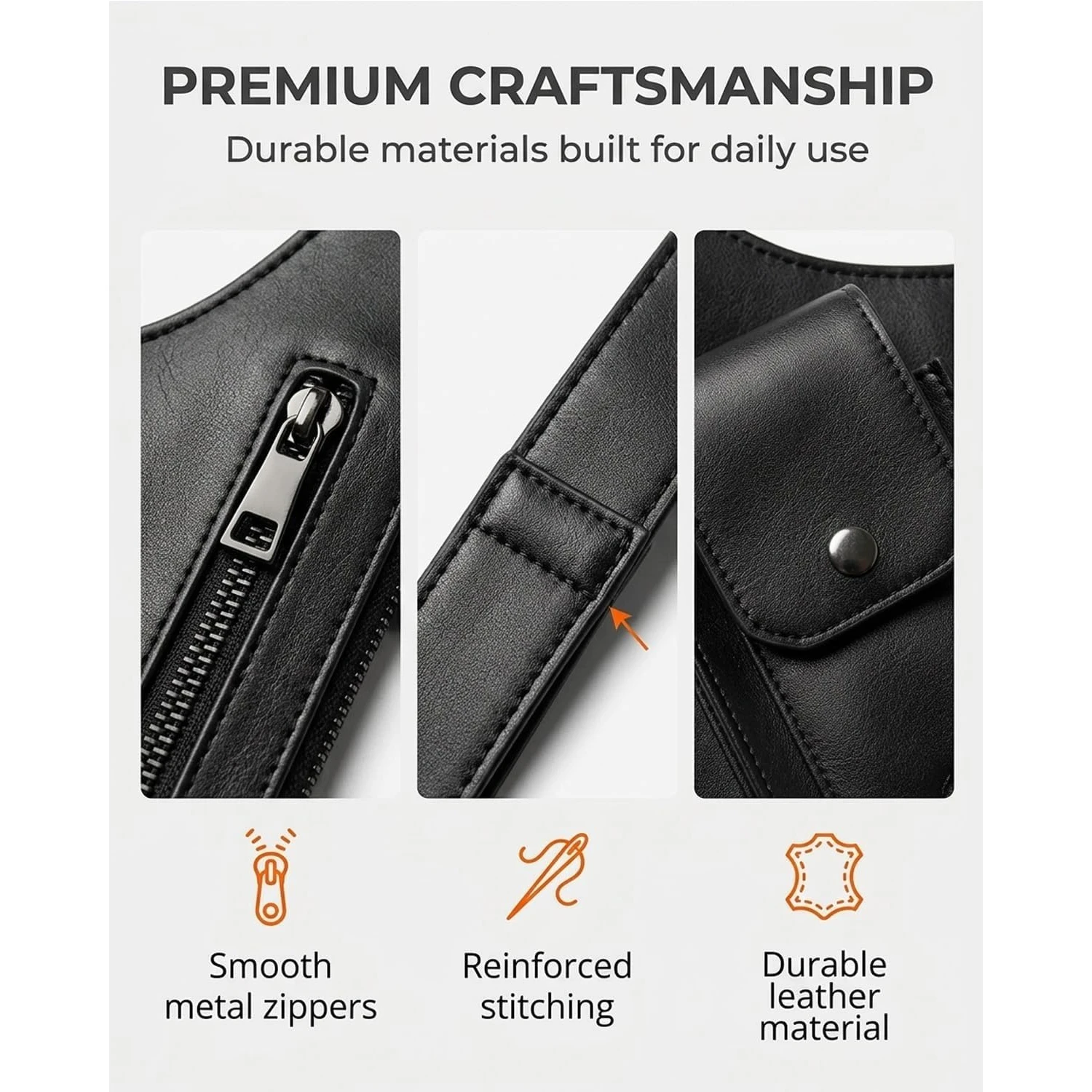 Multifunctional Outdoor Chest Bag Durable Leather Strap Sling Crossbody Bag Casual Sport Shoulder Waist Pack for Men