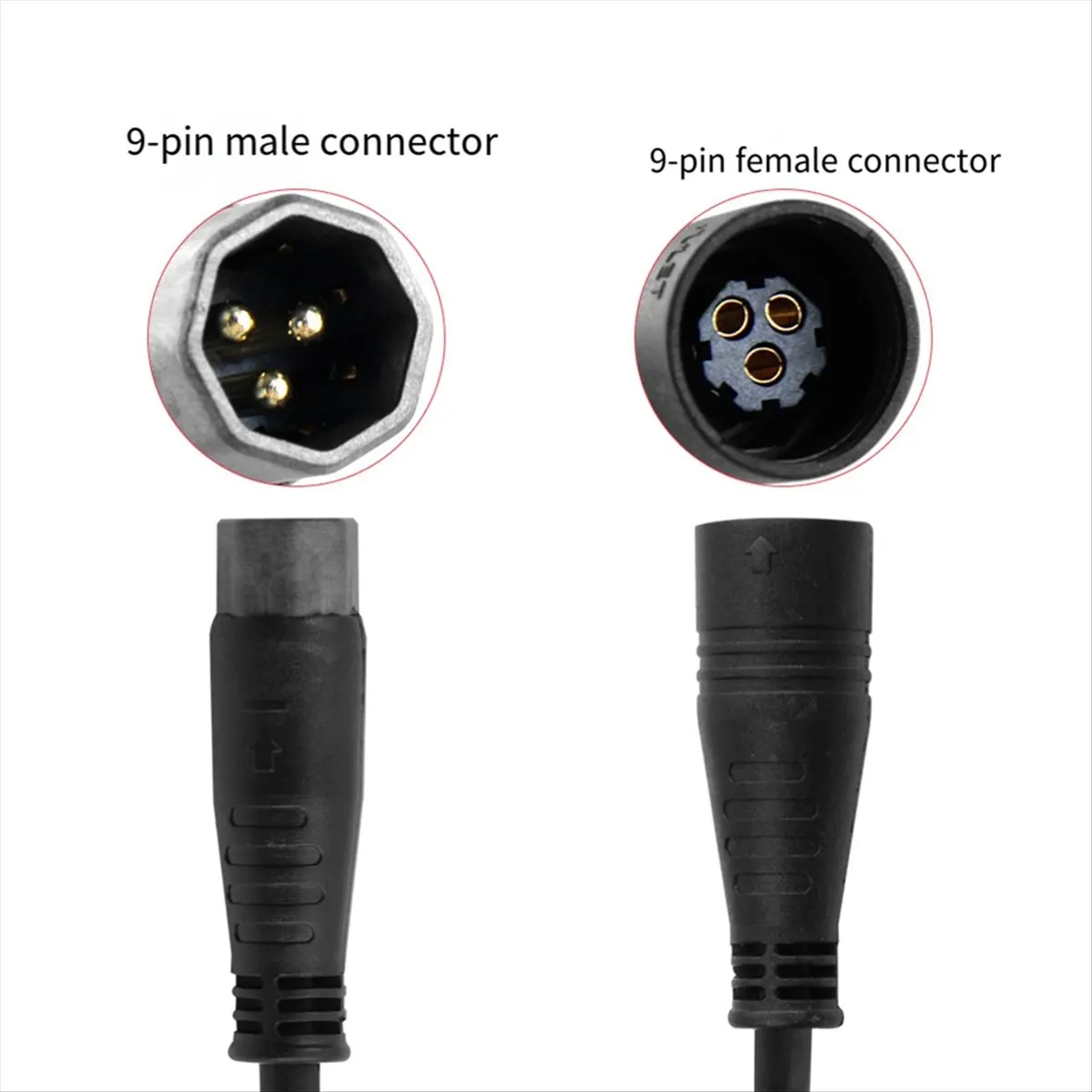 T34C Waterproof E-Bike Motor Extension Cable 9 Pin 1000W Connector 160cm Long Electric Bicycle Motor Extension Wire