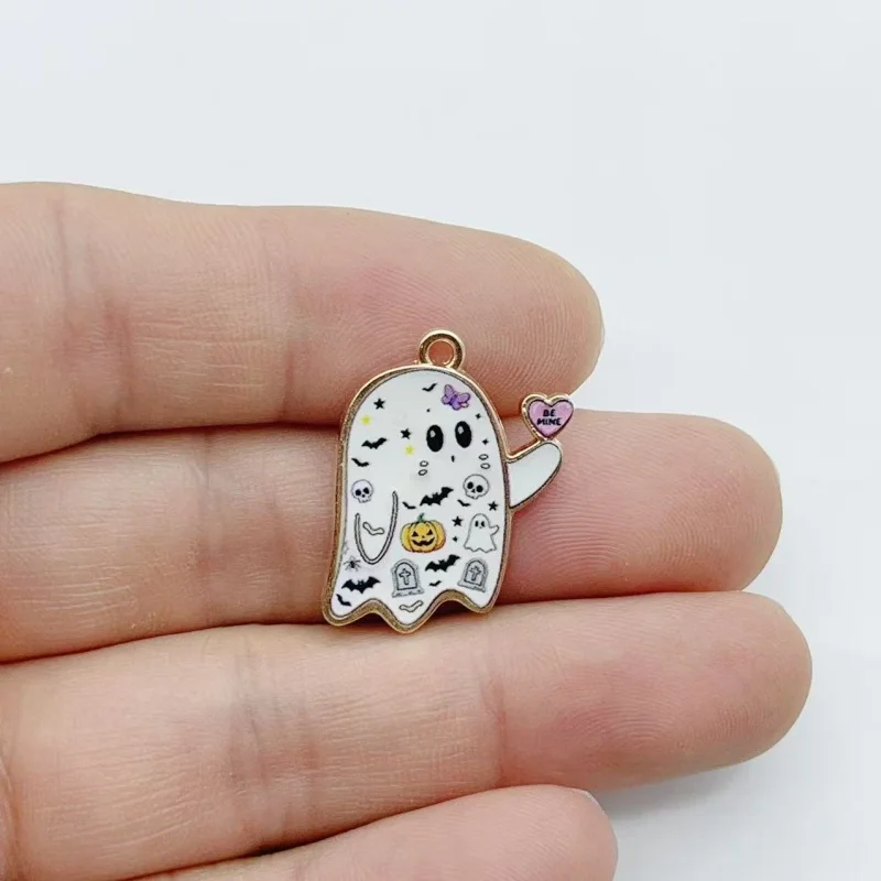 10pcs multi pattern cute animal zinc alloy pendant Halloween pumpkin candy butterfly DIY earrings necklace accessories in stock image 2