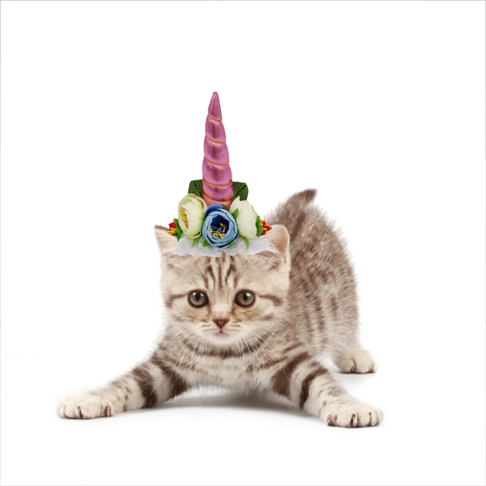 

Funny Unicorn Pet Hat Pink Horn Comfortable Party Cosplay Props for Puppy Cat Dog Photo Shoot