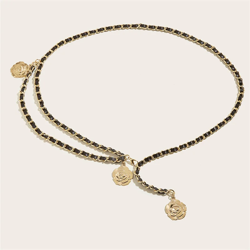 New Fashion Luxury Designer Brand Metal Chain Belt For Women Golden Coin Personality Hip Hop Style Female Tassel Belts Ceinture