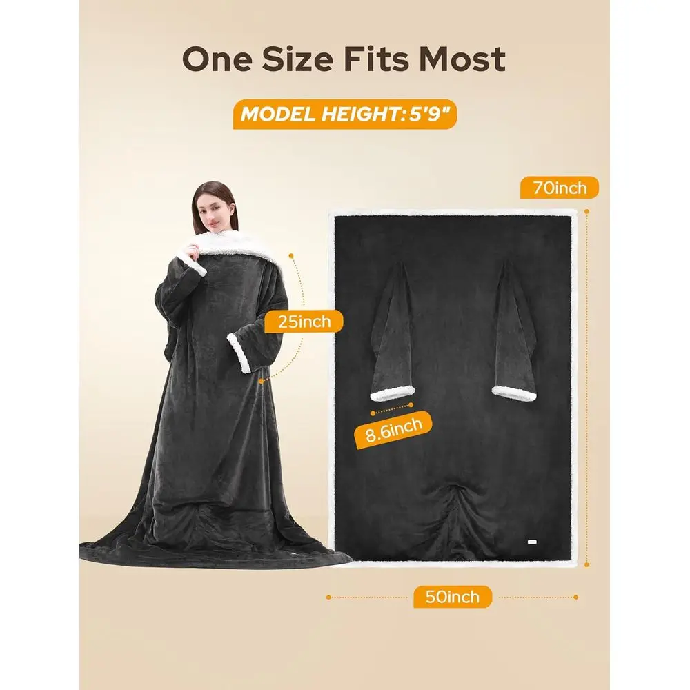 بطانية رمي كهربائية مكونة من 9 مستويات مع جيب للقدم، 10 مؤقتات، فلانيل ناعم وشيربا، 50 × 70 رمادي، هدية مريحة #2