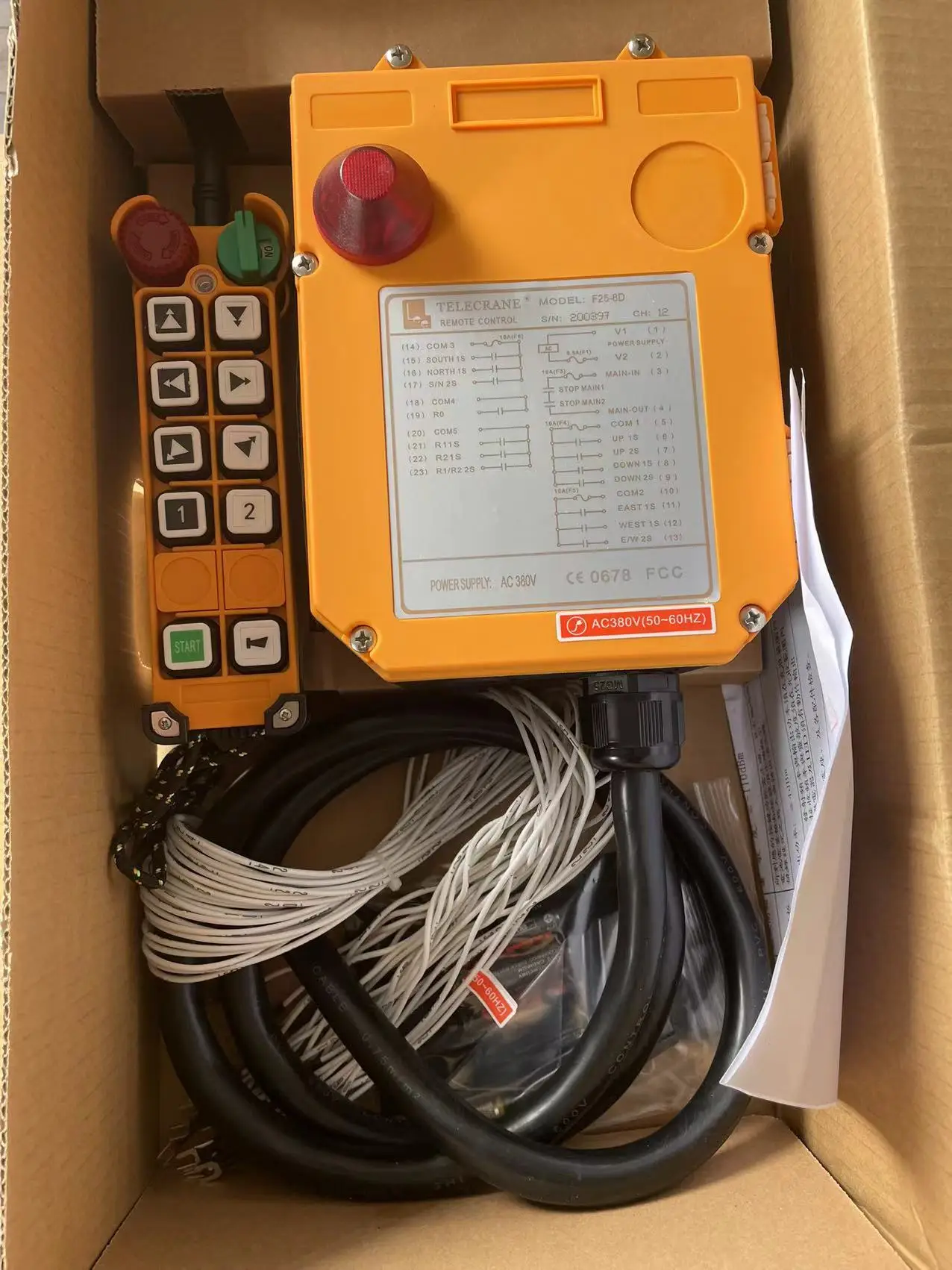 Telecrane F258d Controlador de Controle Remoto Rádio Industrial de Velocidade Dupla com um Transmissor e Receptor