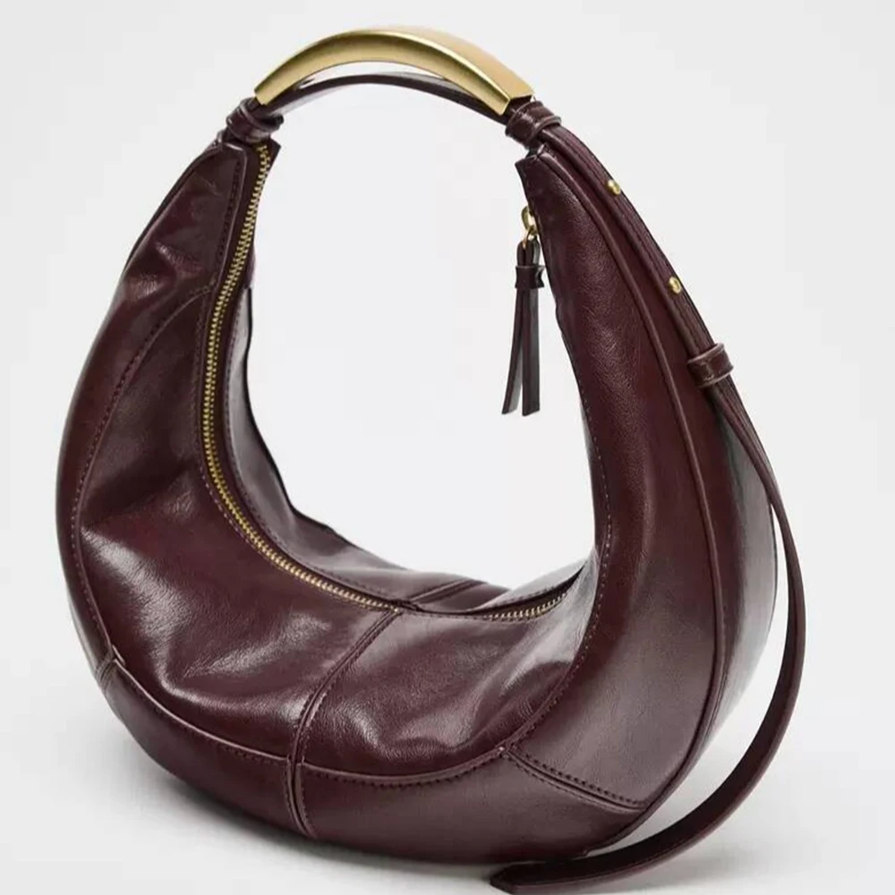 

Модельерские сумки в форме полумесяца для женщин, сумка с металлической ручкой, сумка-хобо, стеганая сумка на плечо, сумка-круассан с облаком