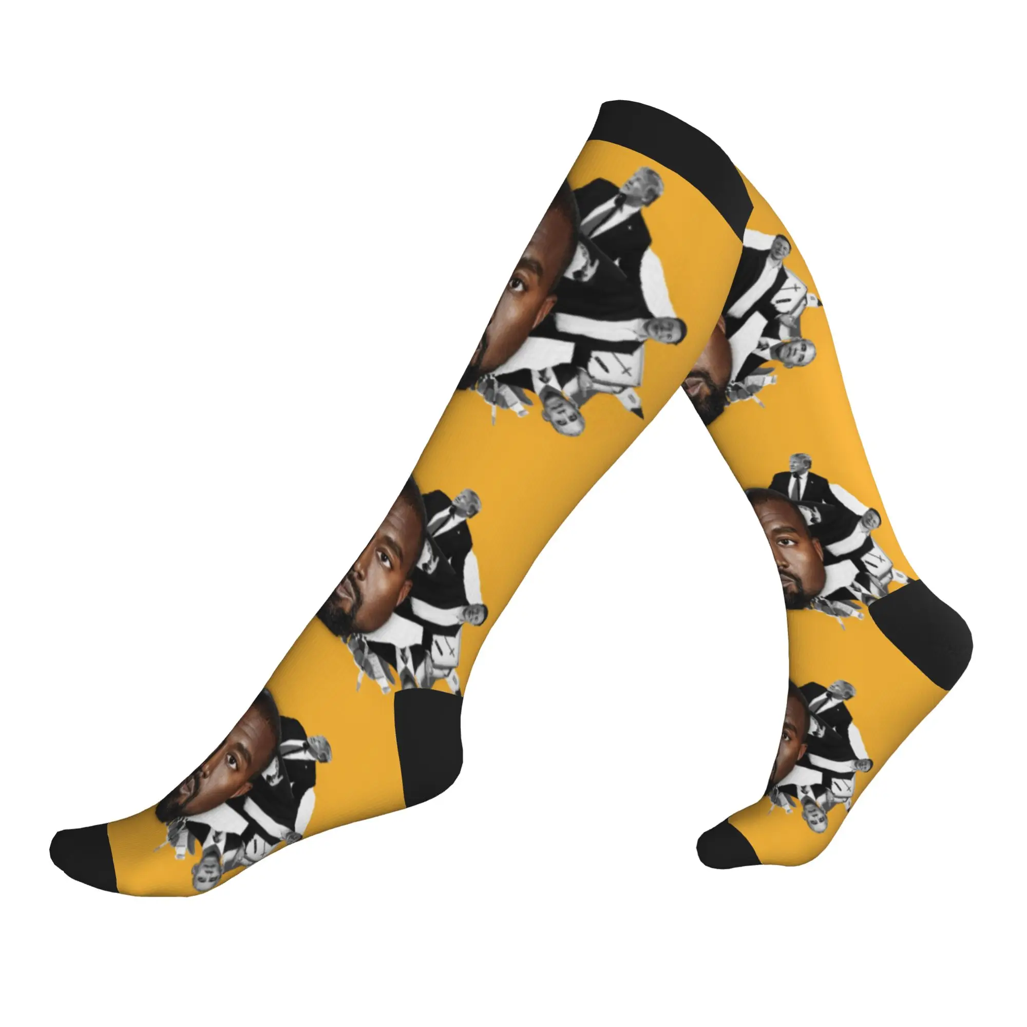 Funny Kanye West Meme Mens Sports Compression Socks Unisex Novelty 3D Print Rapper Music Producer Dress Socks