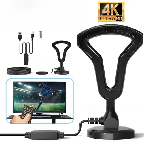 Antena de TV Digital HD de largo alcance para interiores, amplificador de señal 4K 1080P, 36dBi, ATSC/DVB-T/ISDB, antena de onda de tierra de visión libre