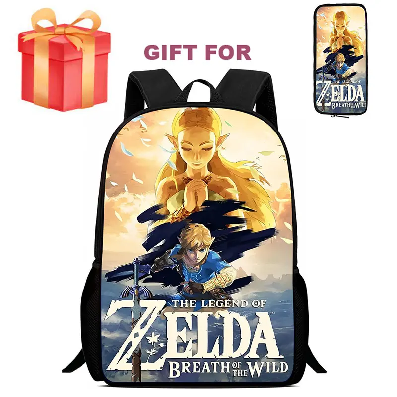 Cartoon School Backpack , The Lengd of New Zelda School Bags for Boys Girls Children Backpack for Age 4-8 ,Gift with Pencil Case