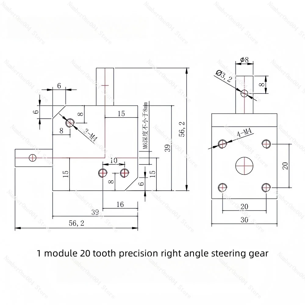 Right Angle Conical Bevel Gearbox Right Angle Commutator Device Speed Ratio 1:1 Double 8MM Shaft