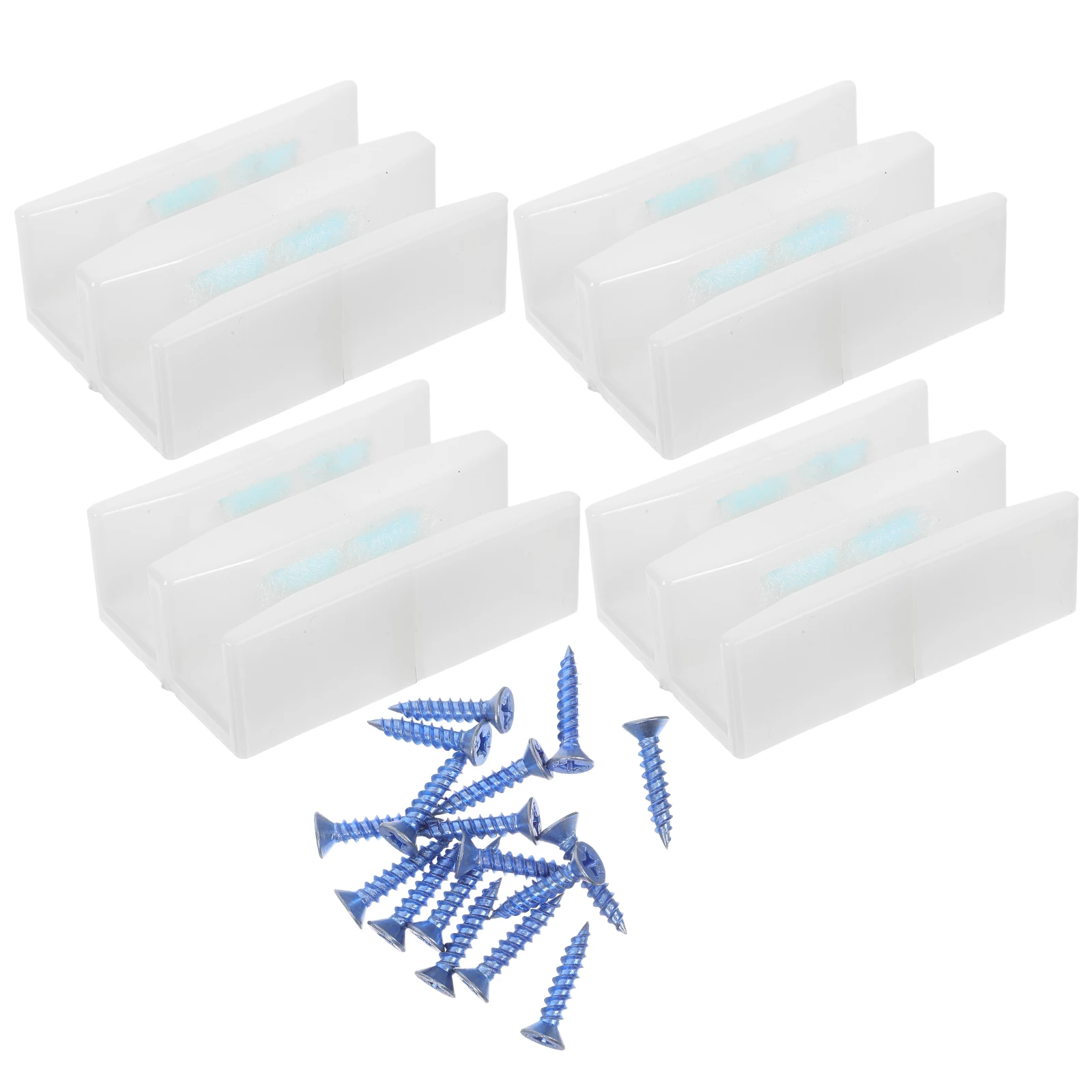 

4 Sets White Shower Door Guides 4 Screws Each Pack Sliding Doors Glass Track Bottom Mount Stable Plastic Easy Installation Anti