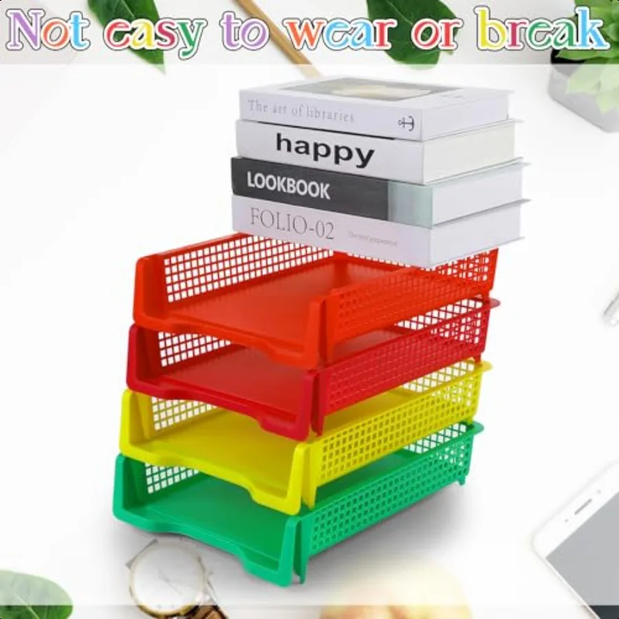 Ripeng 7-пакет штабелируемых пластиковых контейнеров для бумаги ярких цветов, настольный органайзер для писем, лоток для учителей, офисных файлов, хранения документов Pl