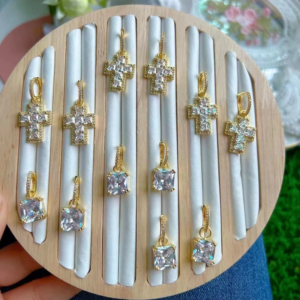 

3Pairs, Fashion Cubic Zircon Luxury Cross Hoop Earrings Personality Drop Dangle Earrings For Women Wedding Party Jewelry 2022